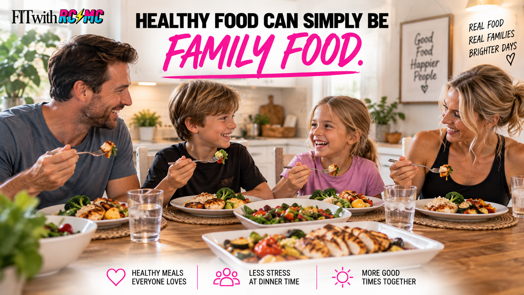 Family enjoying a healthy dinner together