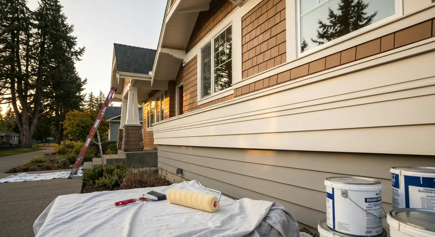 Exterior painting on craftsman home