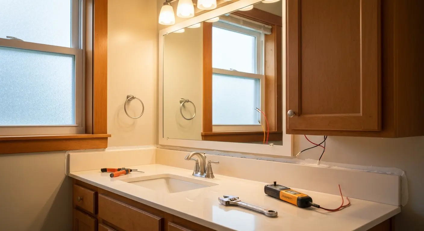 Bathroom vanity lighting installation