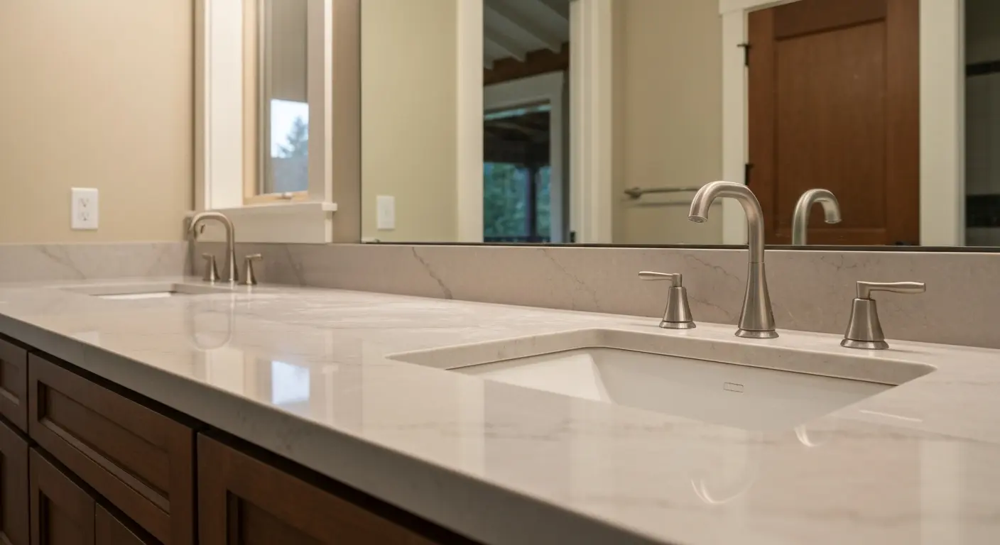 Bathroom countertop and sink setup
