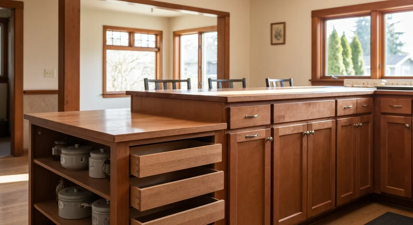 Kitchen island with custom cabinetry in Tacoma