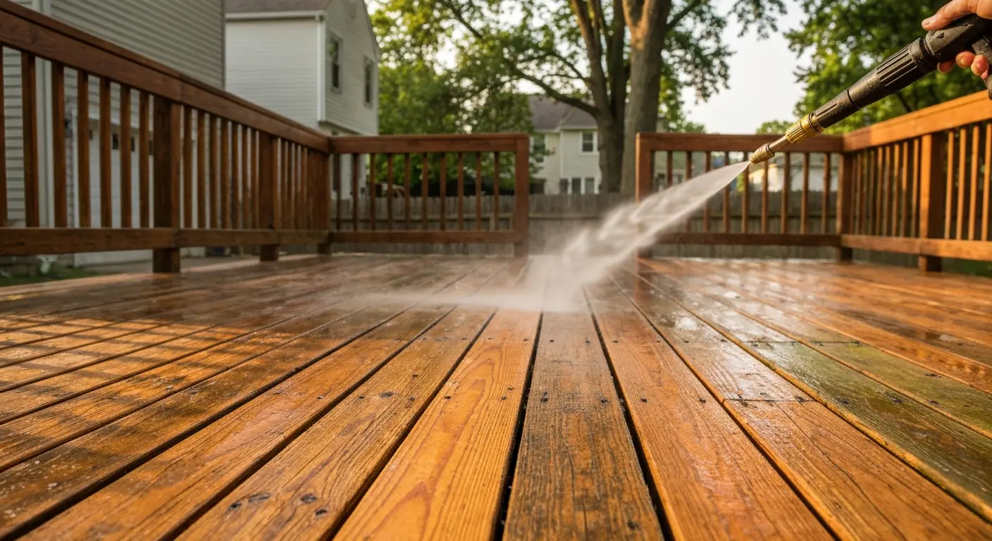 Pressure washing deck