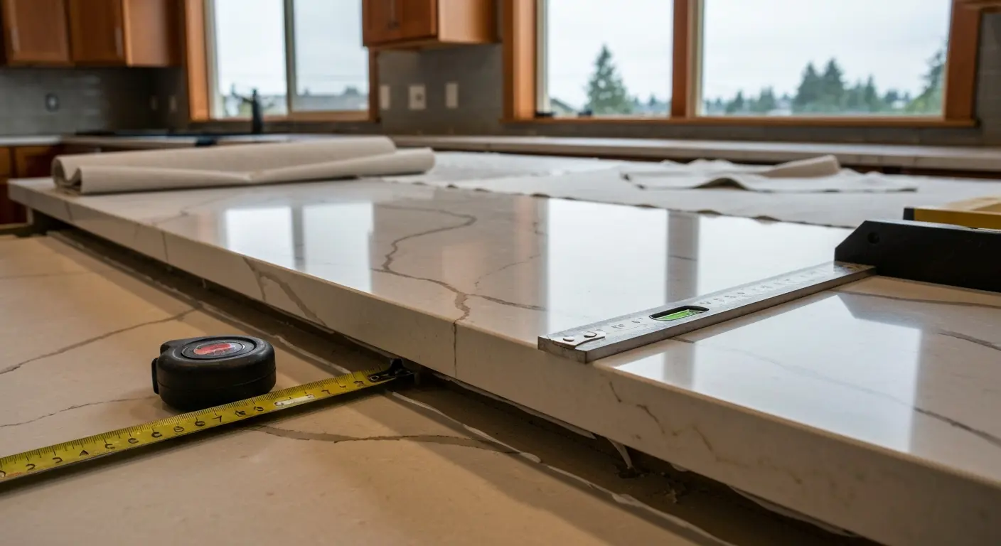 Quartz countertop installation