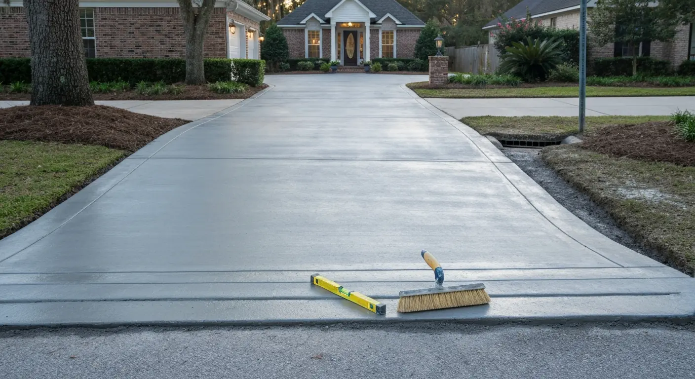 Concrete driveway installation