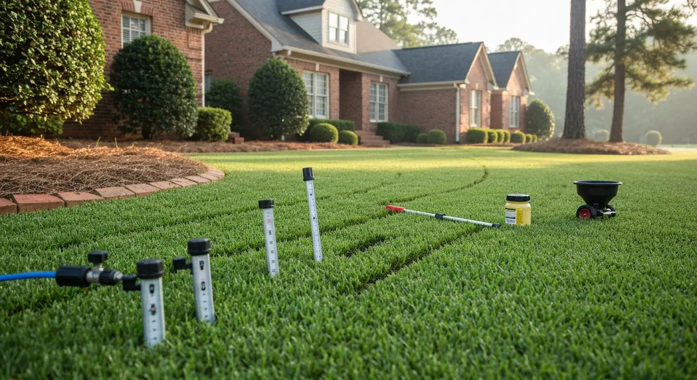Lawn fertilization and weed control work