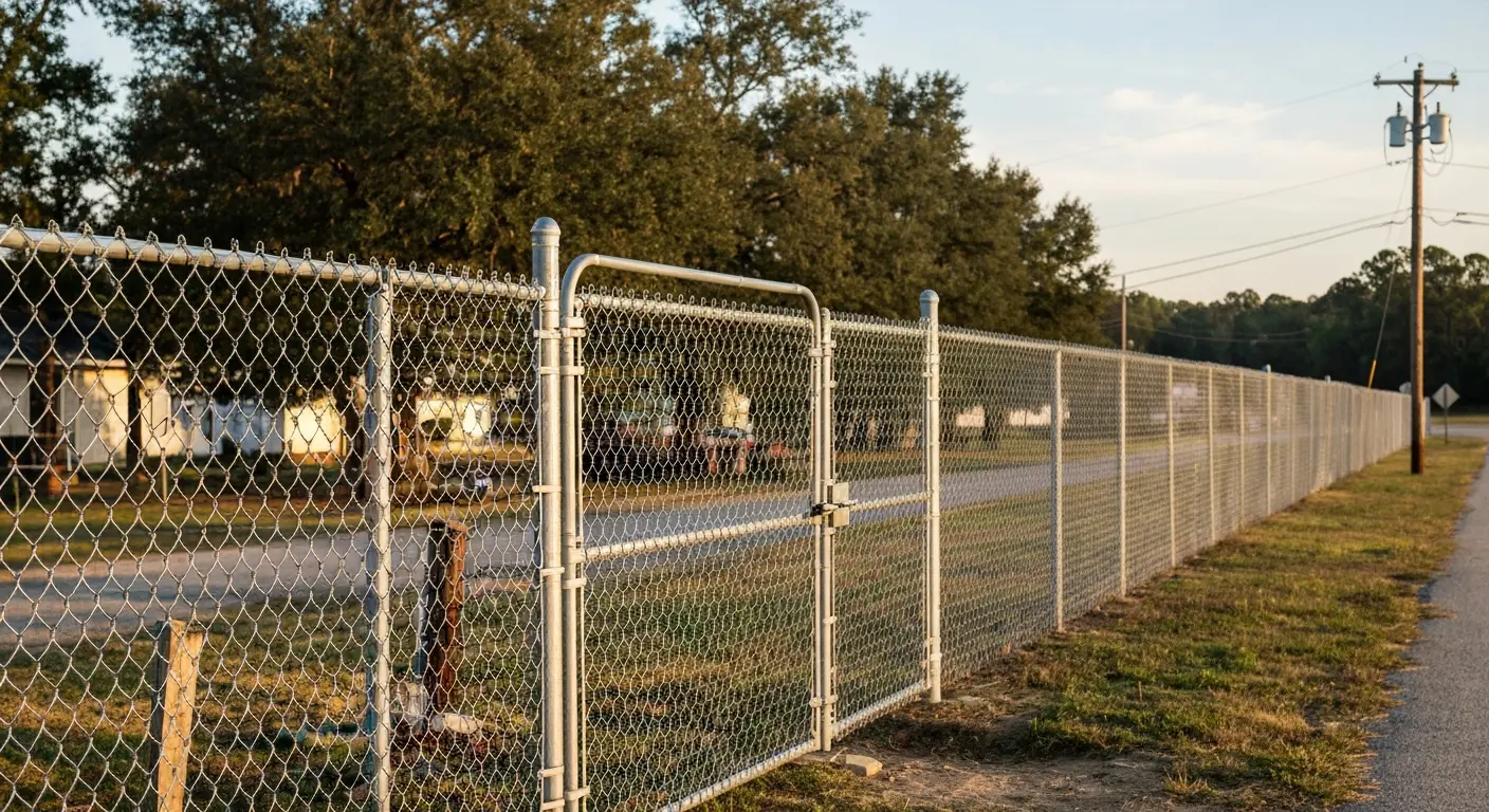 Chain link fence with gate