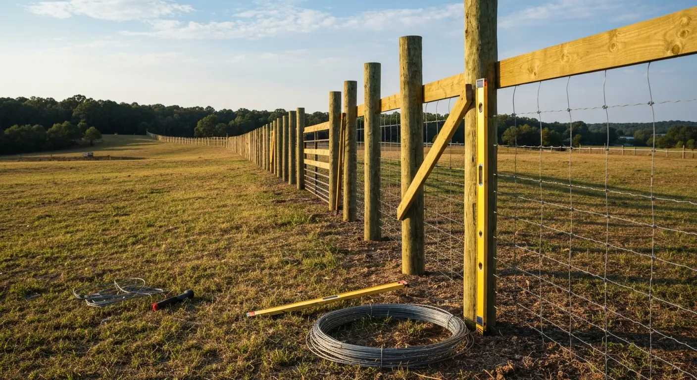 Rural farmland fencing near Lake Greenwood
