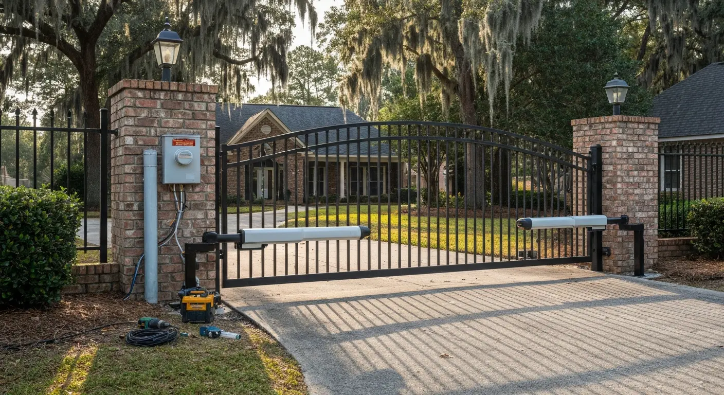 Automatic gate opener system installation
