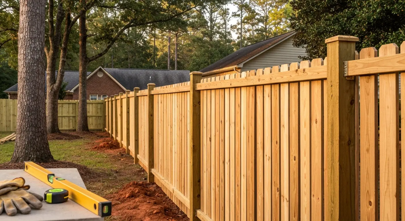 Wood fence installation