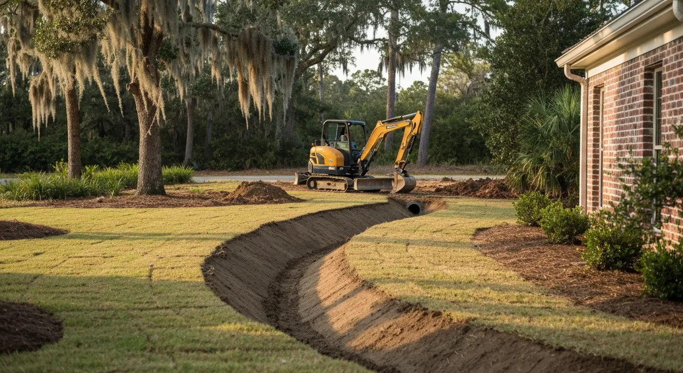 Drainage grading work