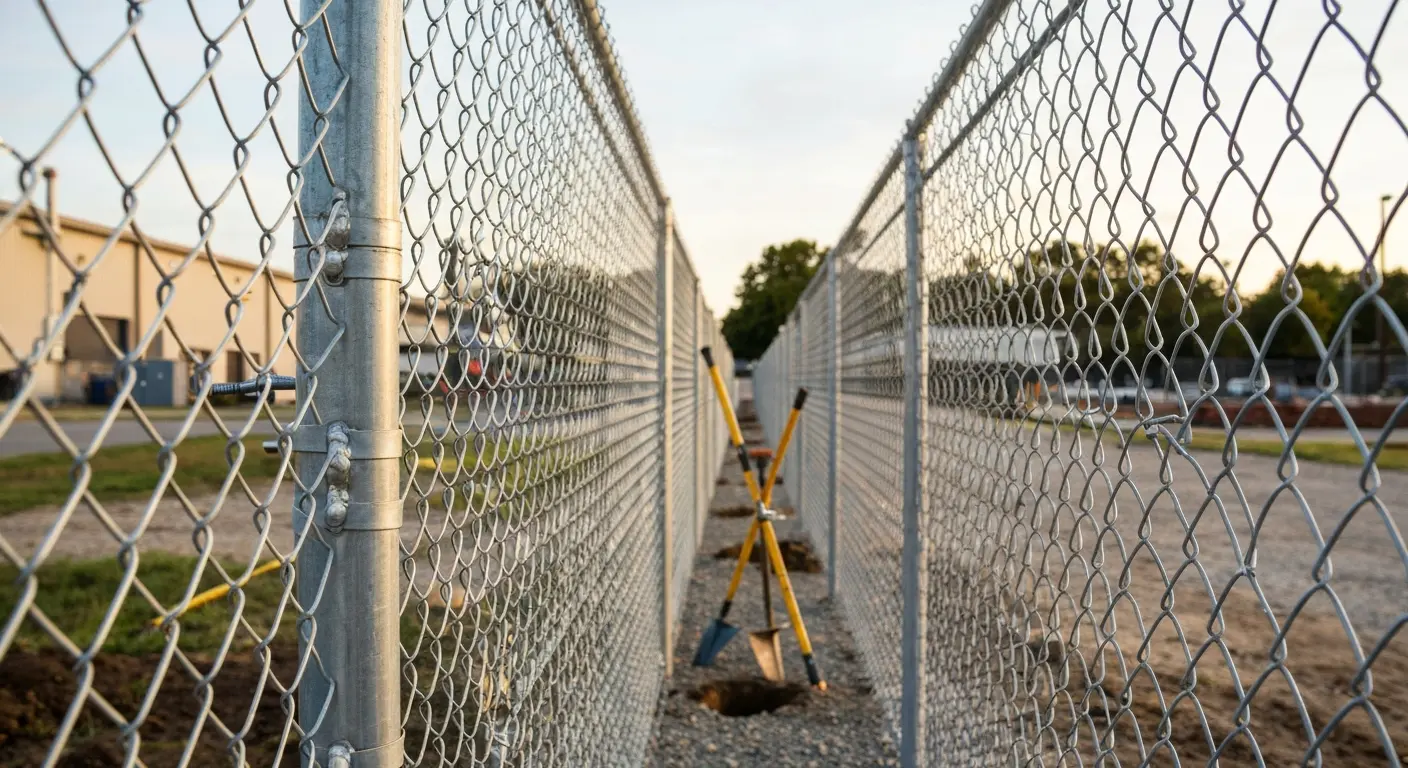 Commercial chain-link fencing installation