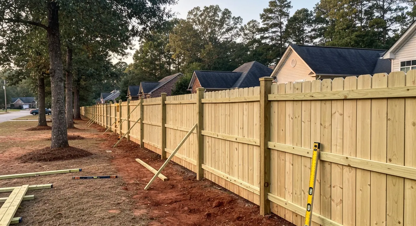 Residential privacy fence installation