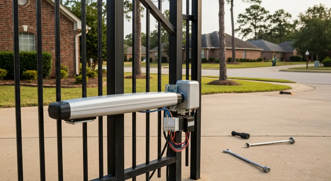 Automatic gate opener installation