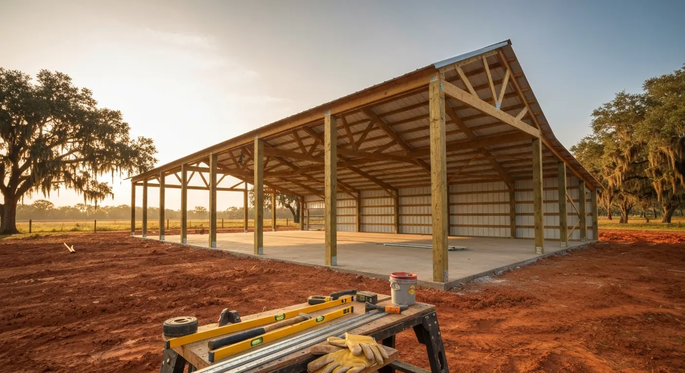 Pole barn construction project