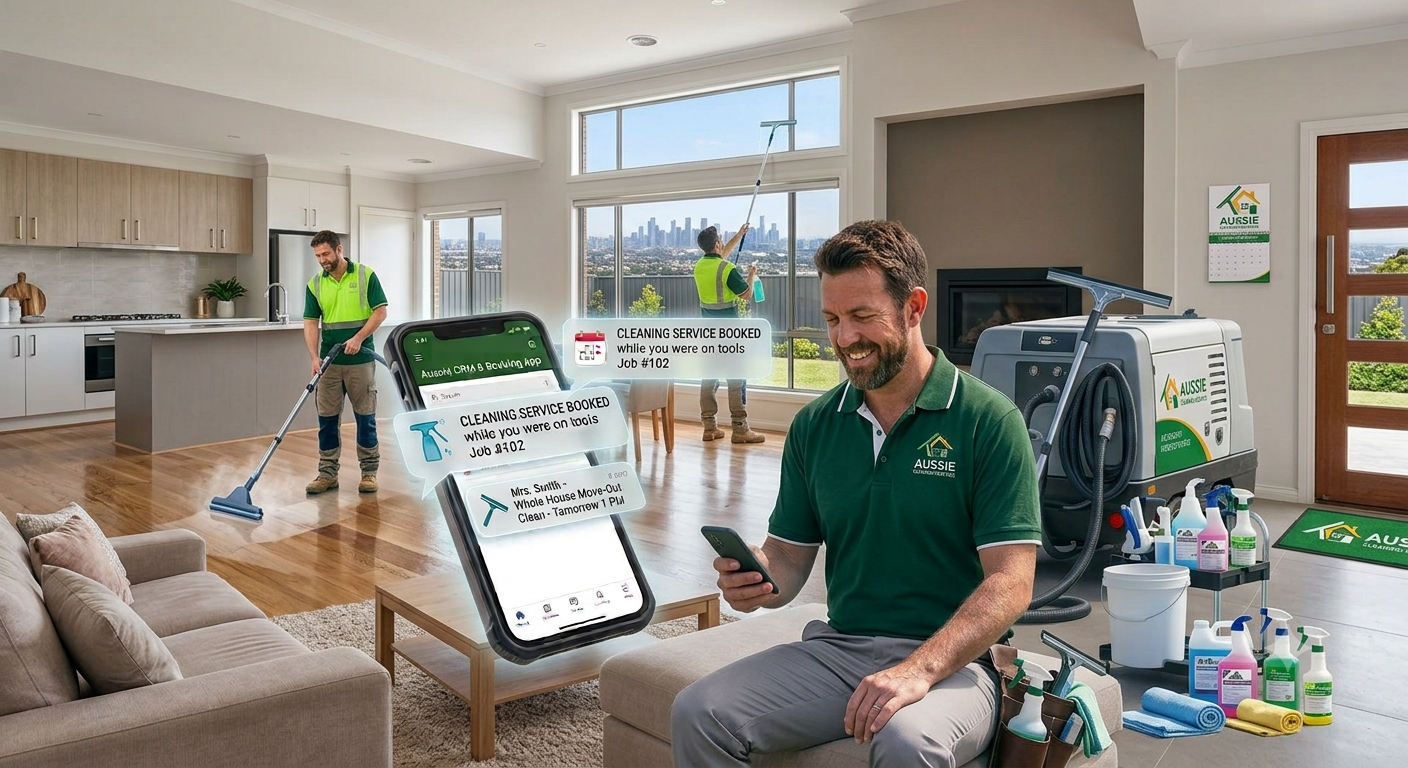 Cleaning professional using LeadShiftAI on the job
