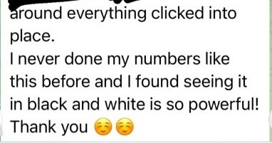 Member message: I never done my numbers like this before and I found seeing it in black and white is so powerful!