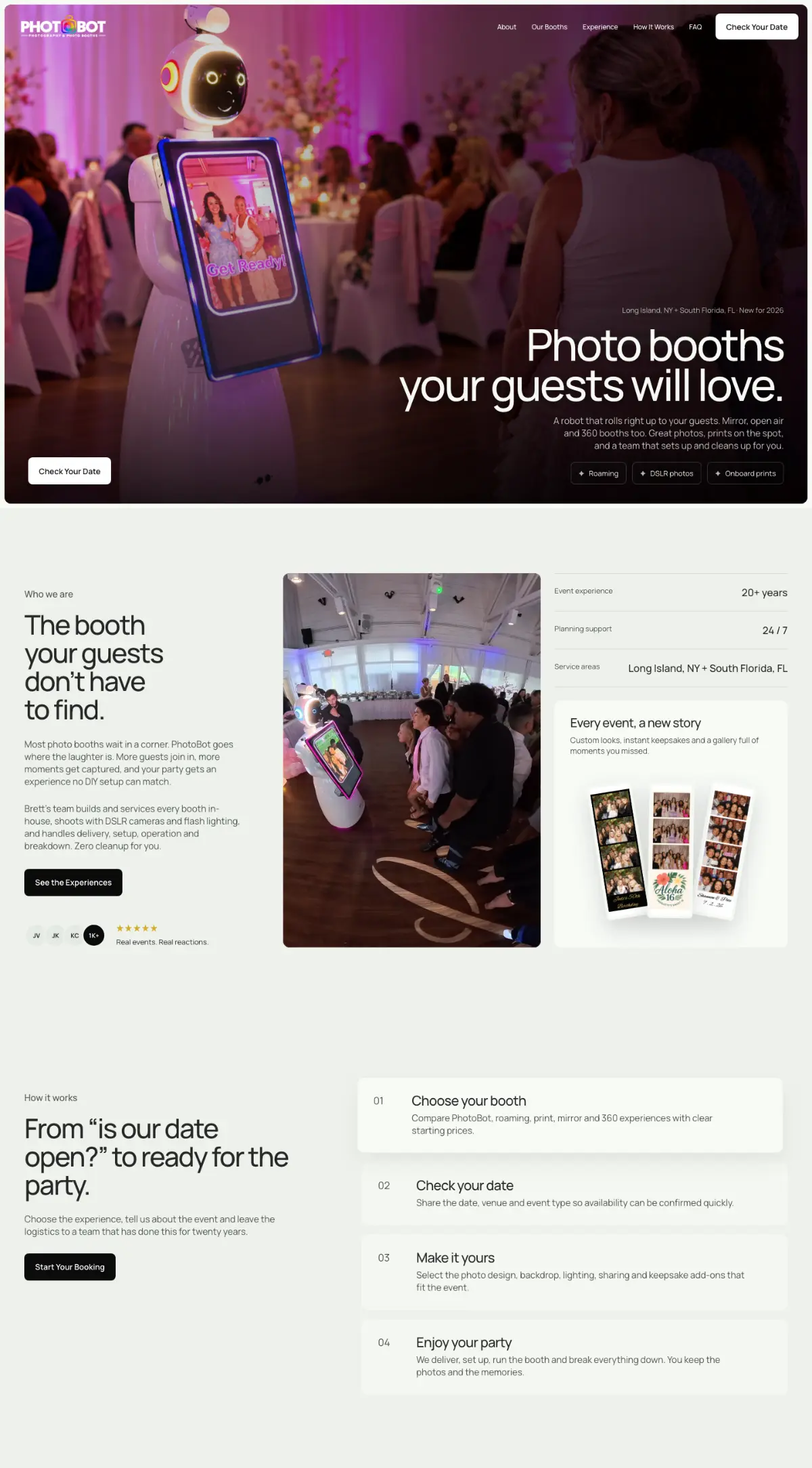 PhotoBot Photography website on desktop