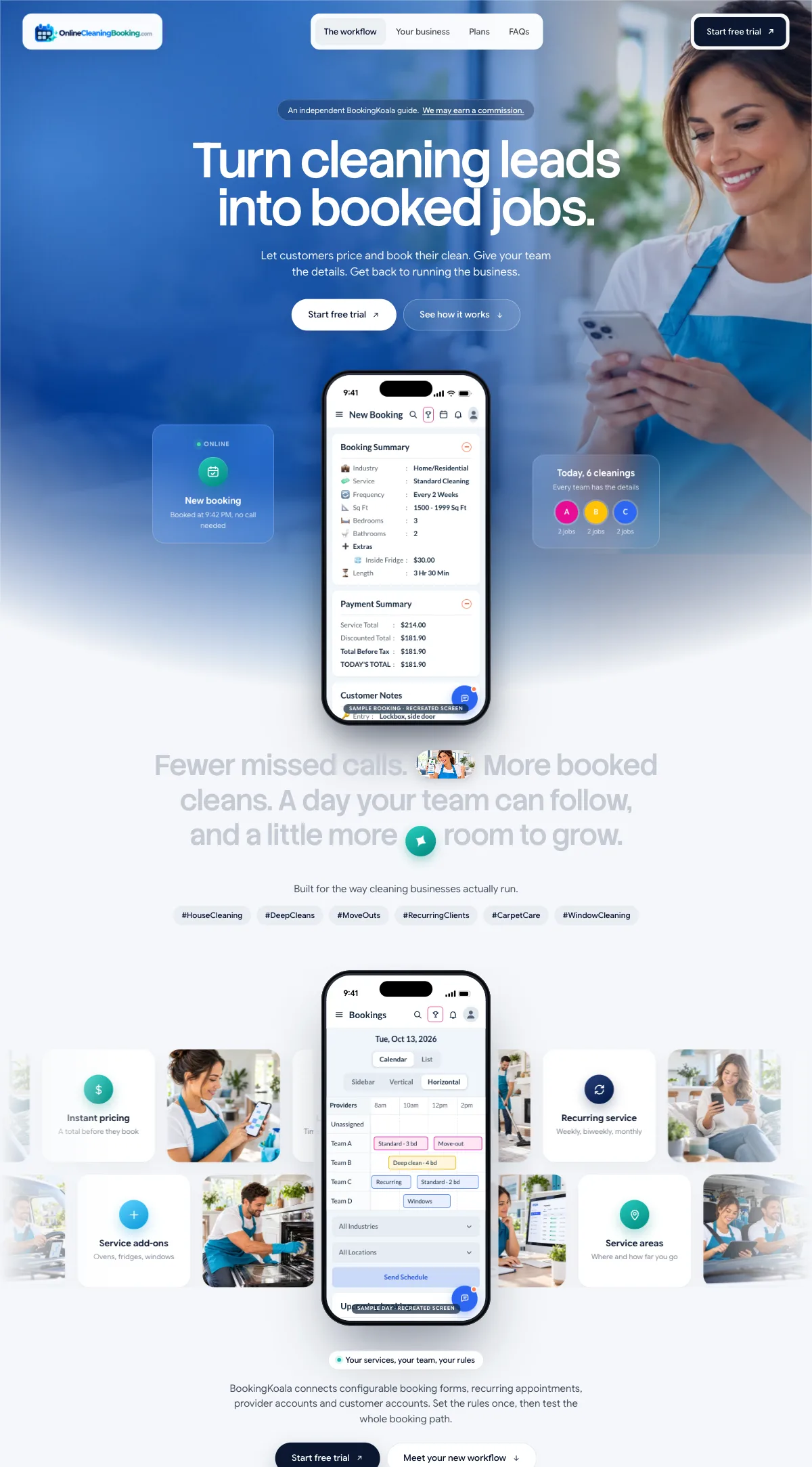 Online Cleaning Booking website on desktop