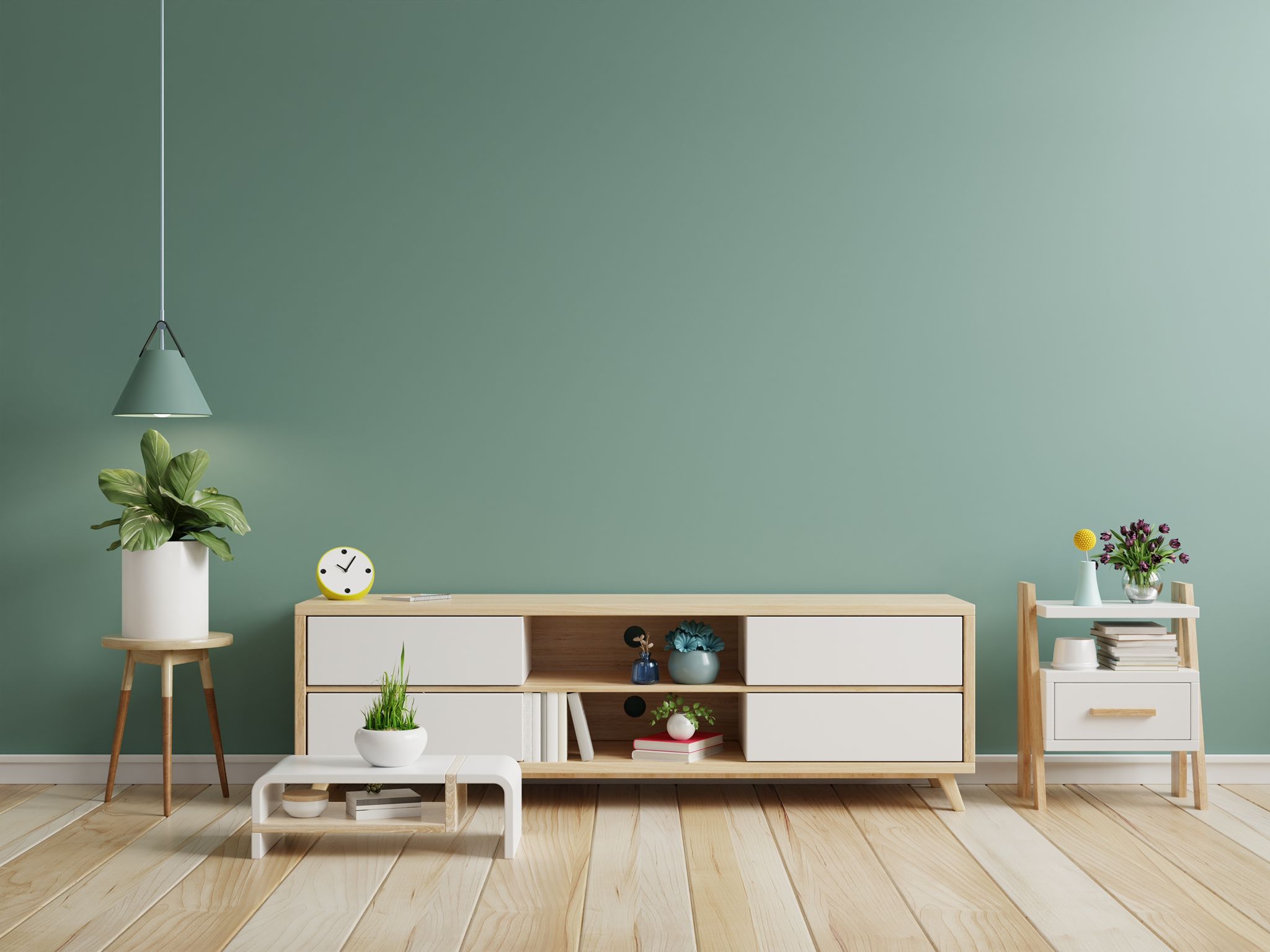 Open-plan living and dining area