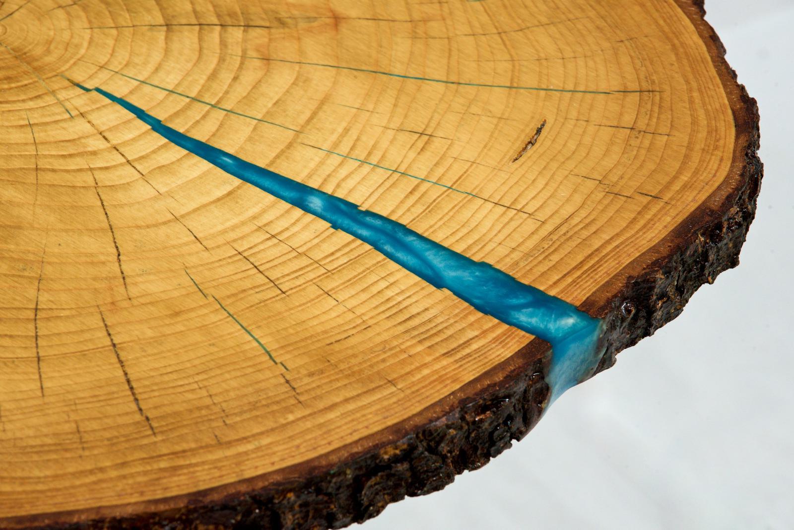 Detail view of epoxy edge and wood character
