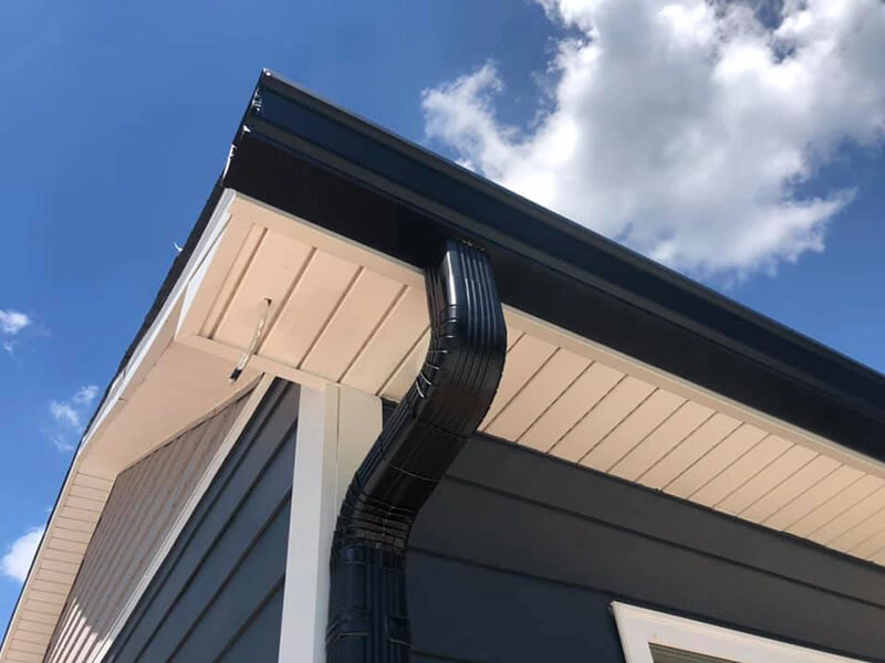 Focused shot during a gutter installation process
