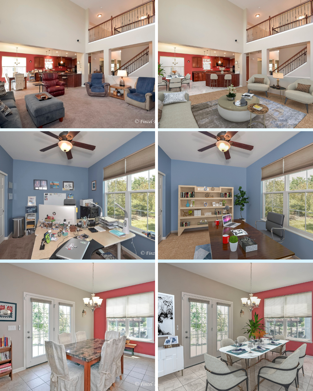 Before and after virtual staging example from a Ryan Widerberg Illinois listing