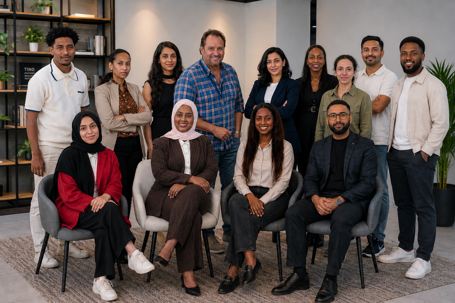 The Tinova team together in conversation