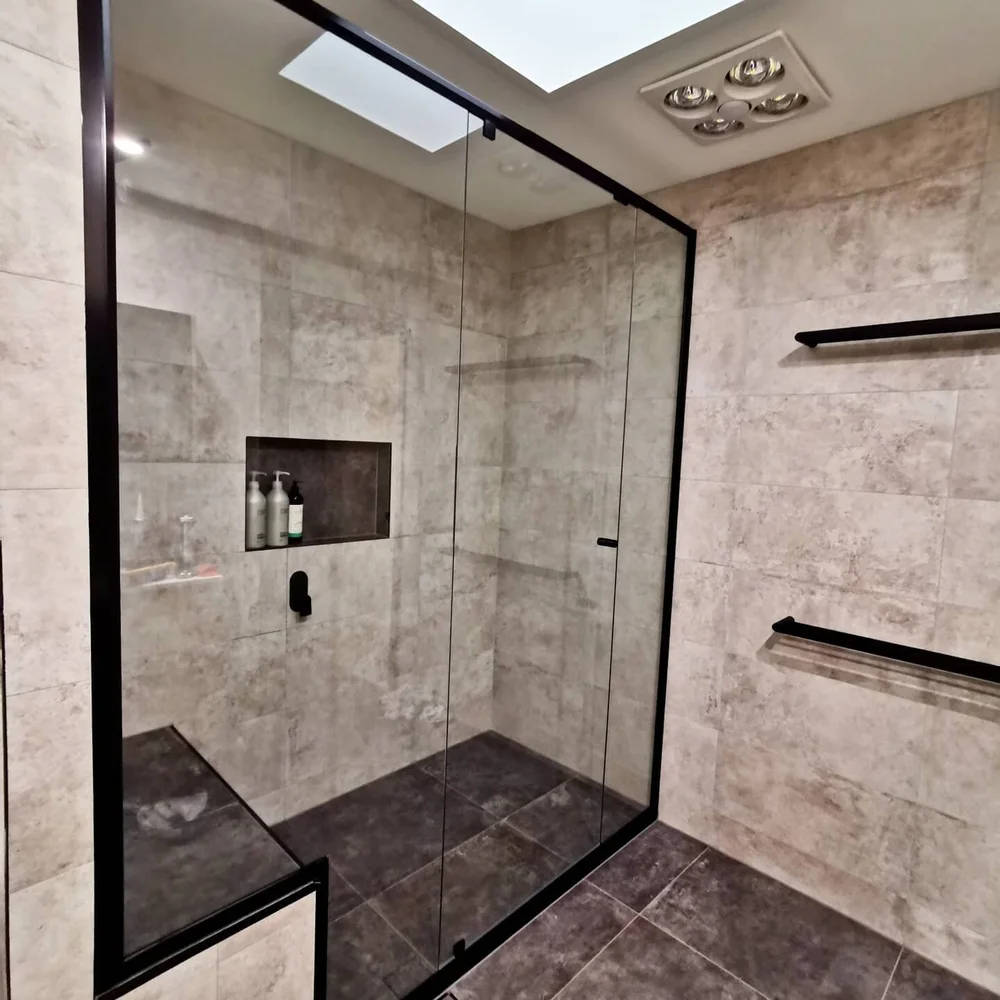 Semi frameless shower screen installed in a Canberra bathroom