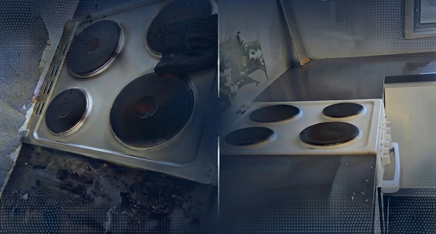 Kitchen stovetop before after bond cleaning Sydney