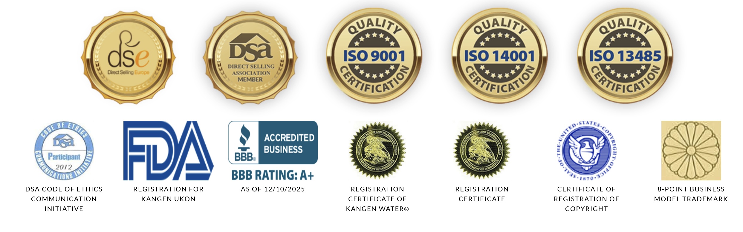 Enagic Certifications and Awards