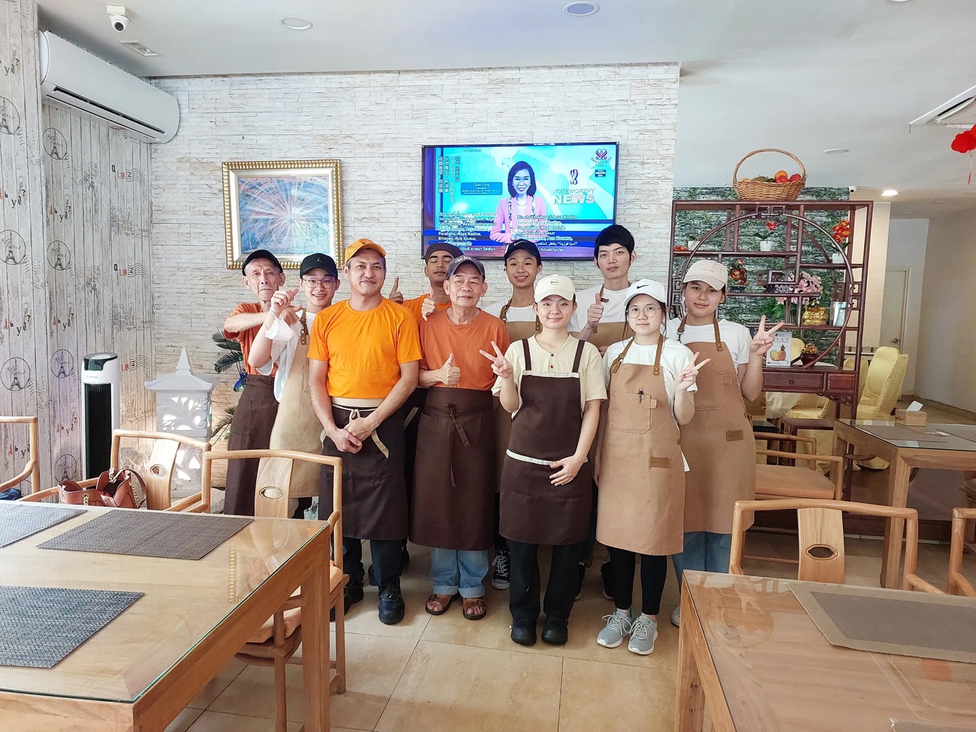 The Loving Hut Puchong team in the dining room