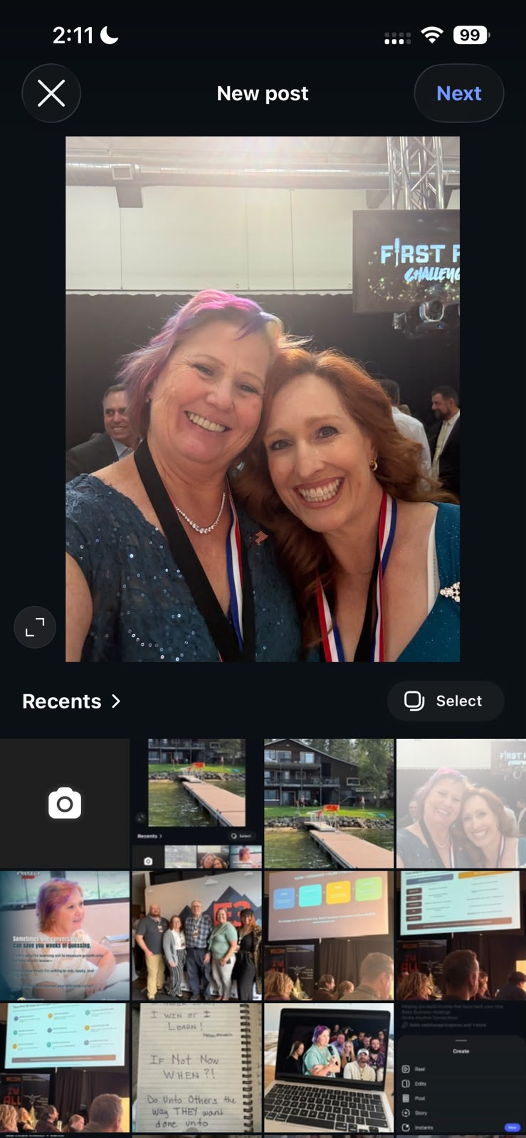 Instagram photo selection screen