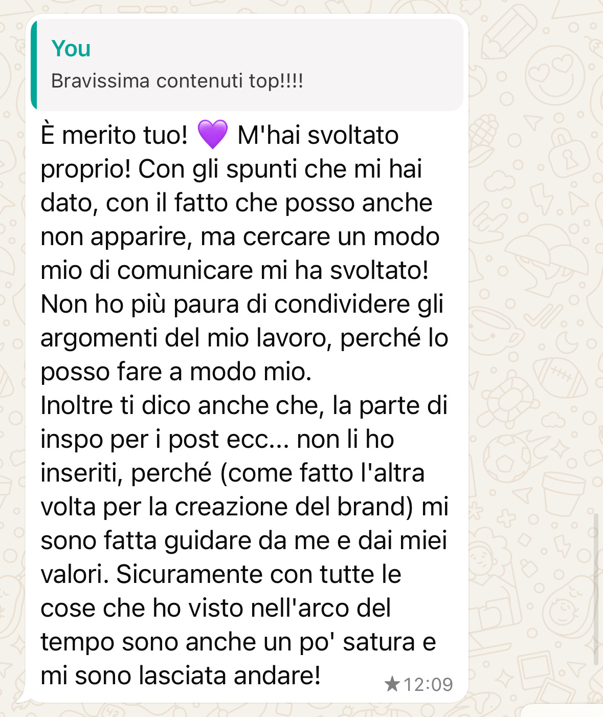 Messaggio di una studentessa dell'Academy