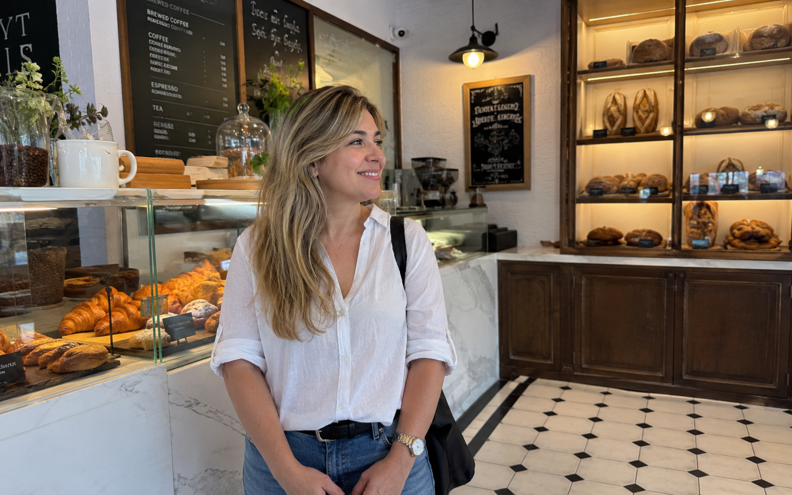 "Woman smiling genuinely and looking forward — finding a new identity after burnout recovery for high-achieving women in midlife" "Woman smiling genuinely and looking forward — finding a new identity after burnout recovery for high-achieving women in midlife"