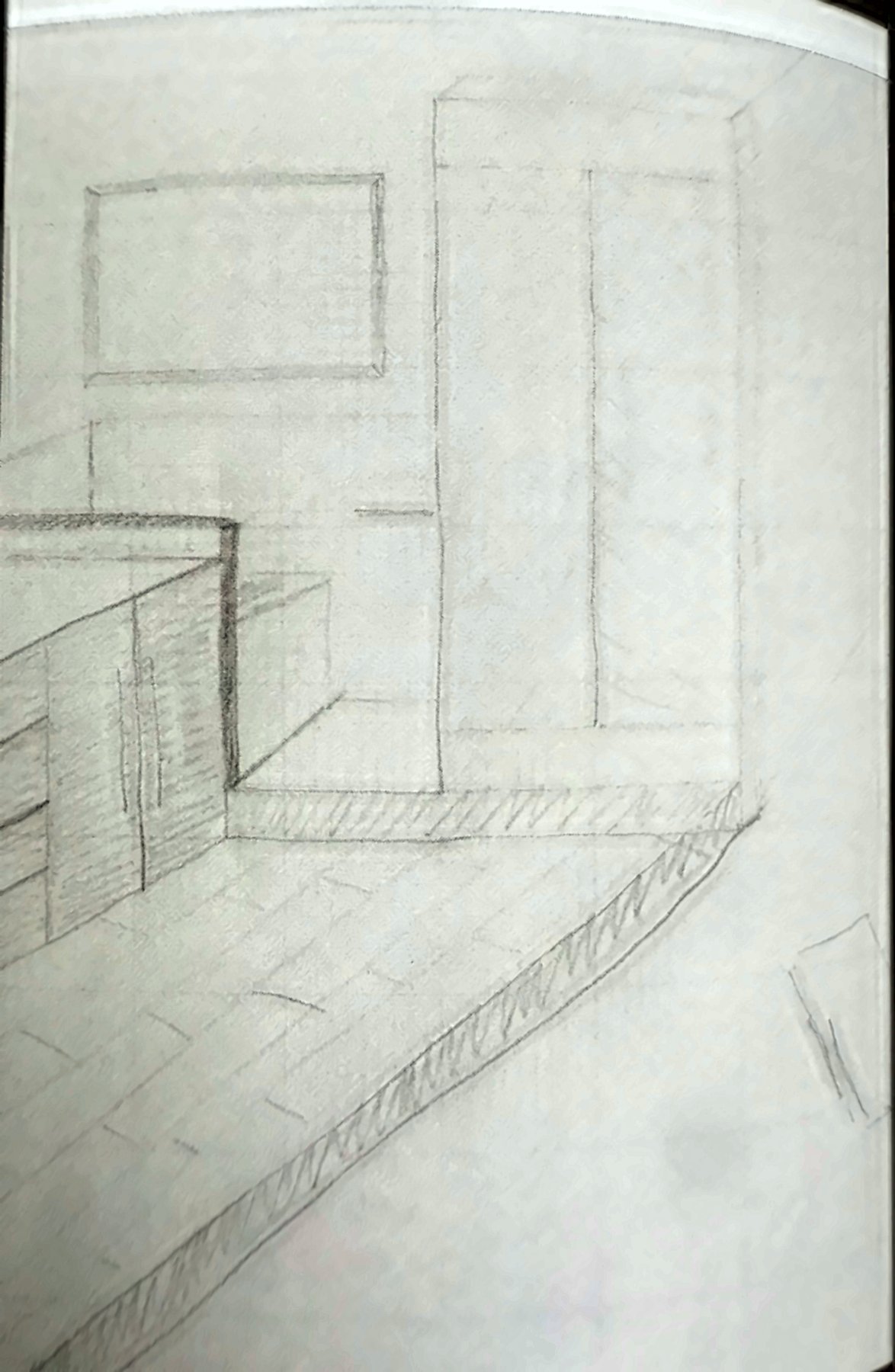 Hand sketch of the new master bathroom design