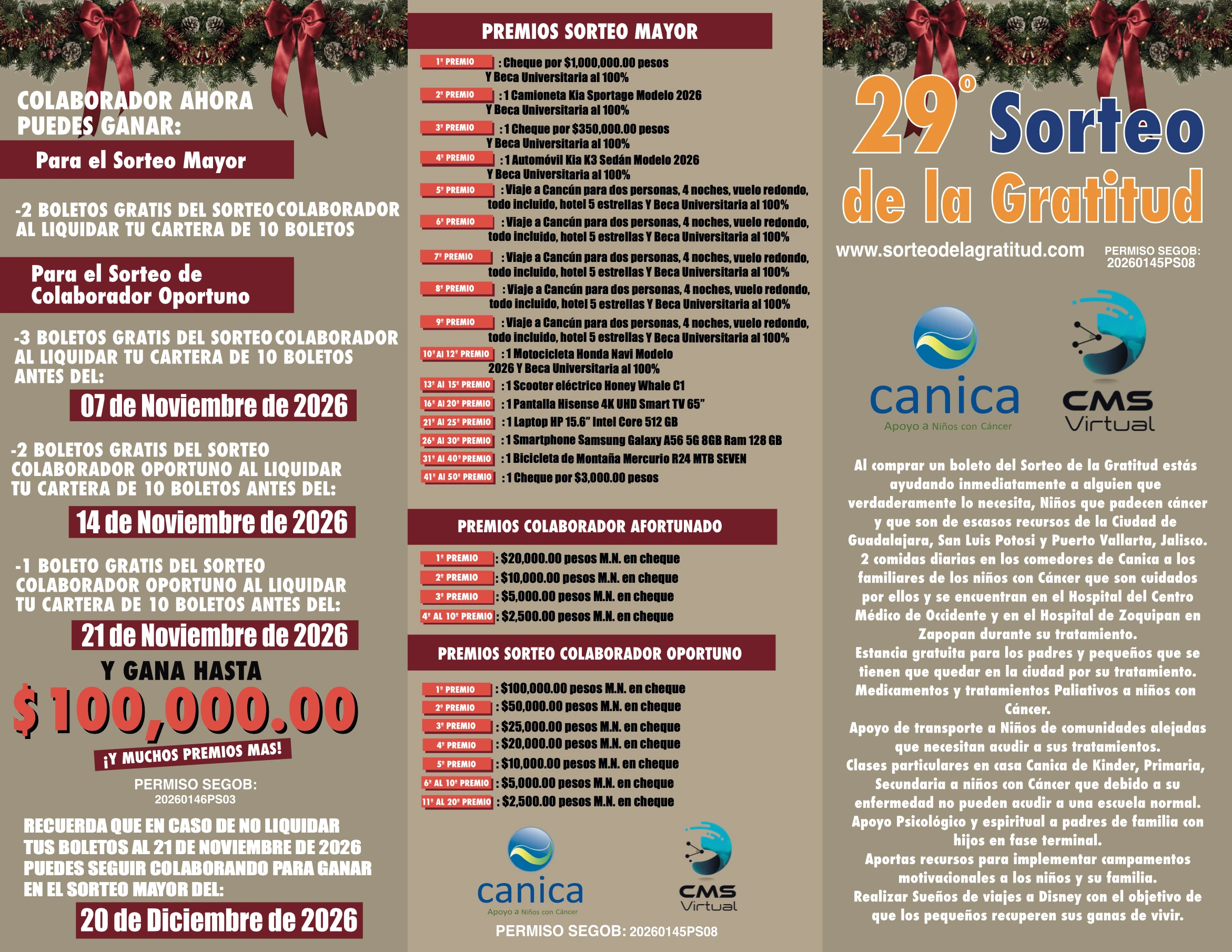 Triptico del 29 Sorteo de la Gratitud CANICA