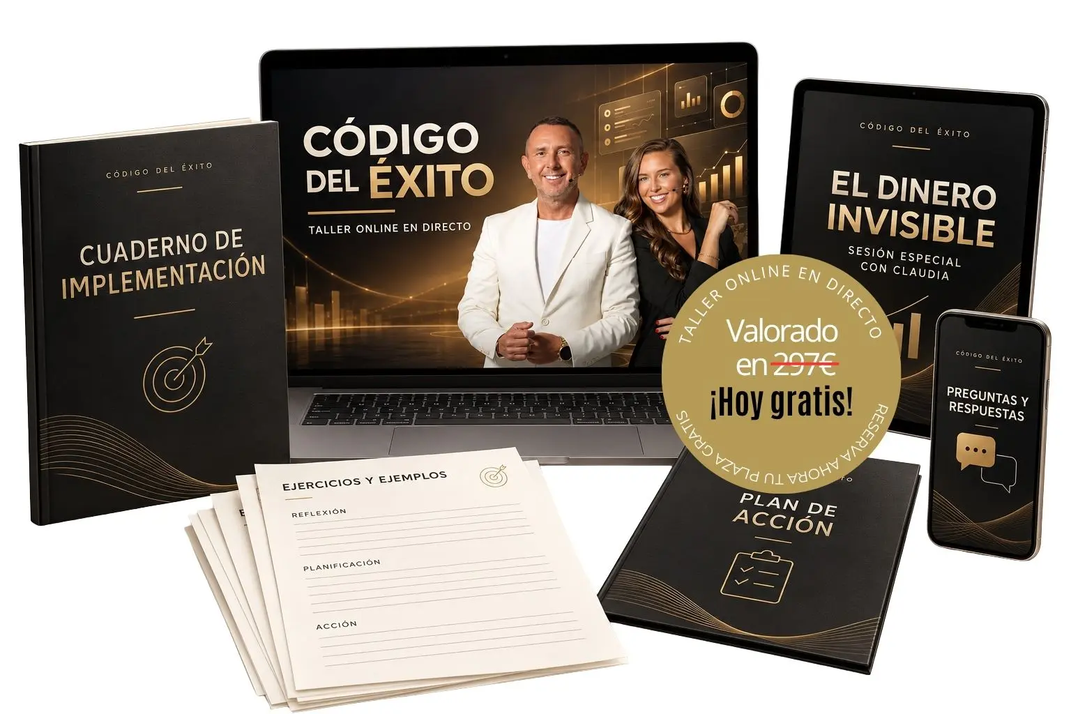 Código del Éxito: taller online gratuito, cuaderno de implementación, ejercicios, plan de acción y bonus El Dinero Invisible.