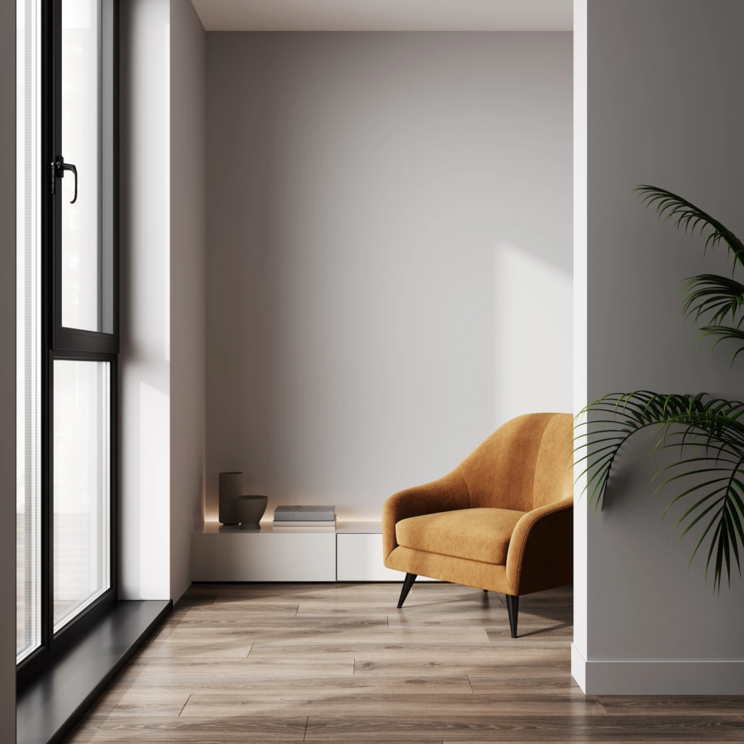 Contemporary living space after paint upgrade