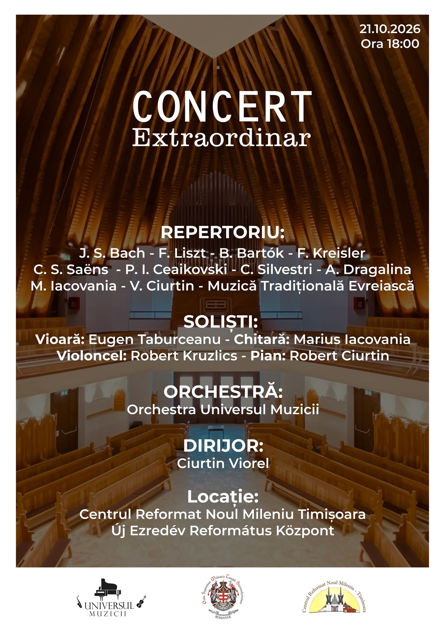 A rendkívüli Universul Muzicii koncert plakátja az Új Ezredév Református Központban