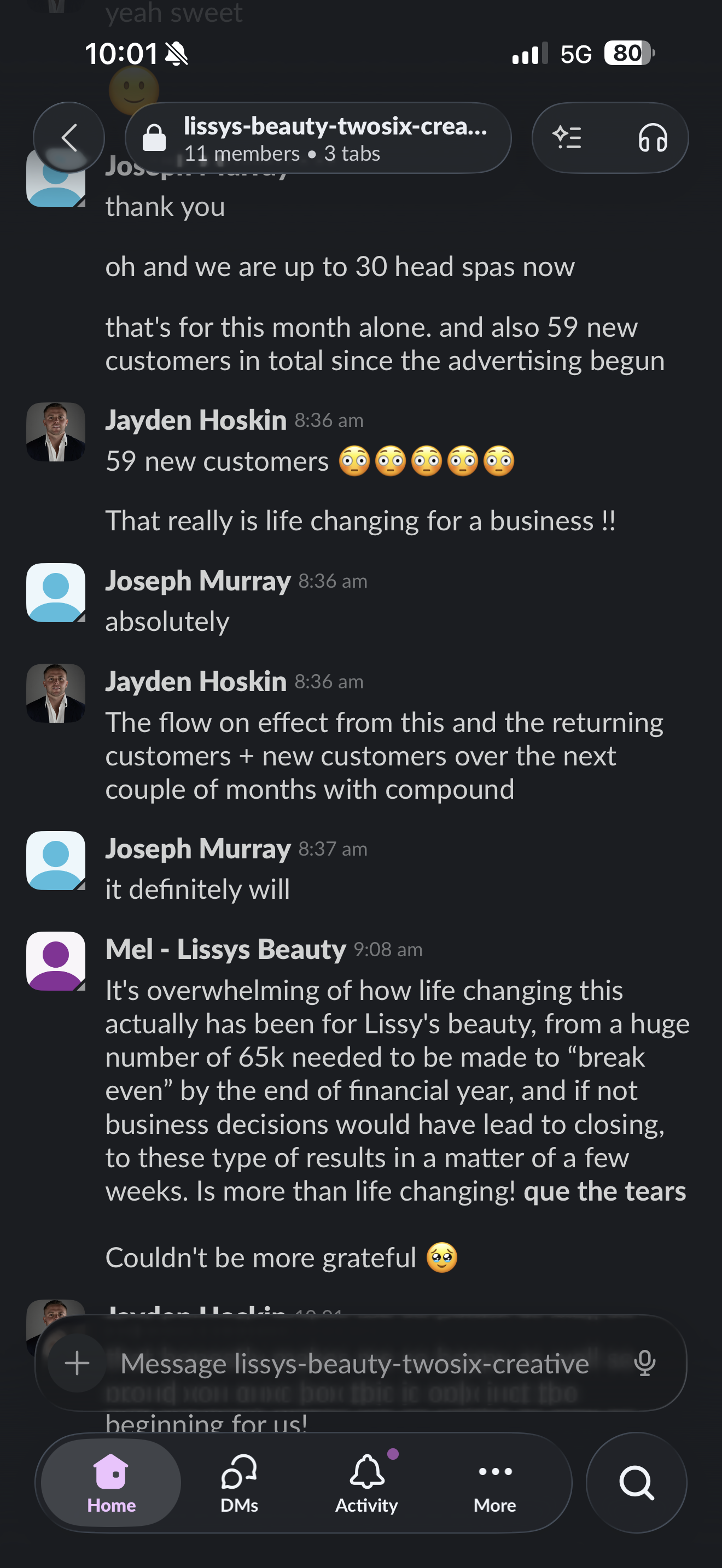 59 new customers in 2 weeks — Lissy's Beauty Brisbane — TwoSix Creative result