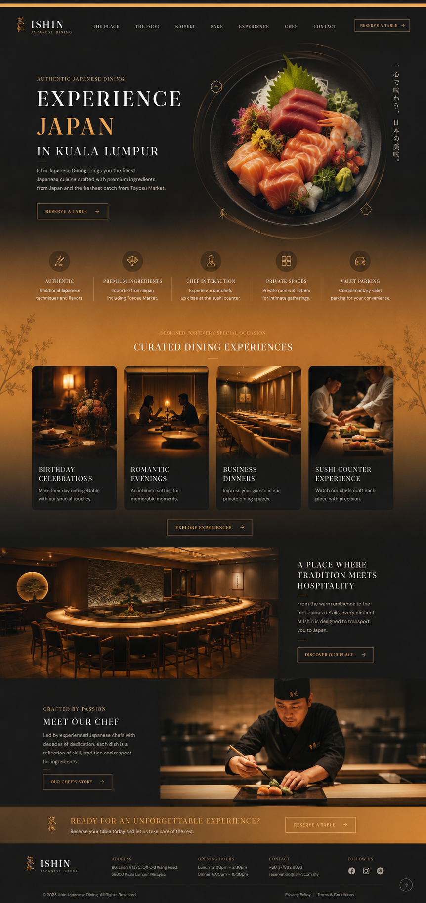 Luxury Japanese Cuisine Reservation Page, Websites