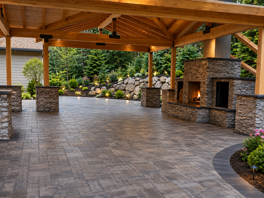 Paver patio and hardscape outdoor space