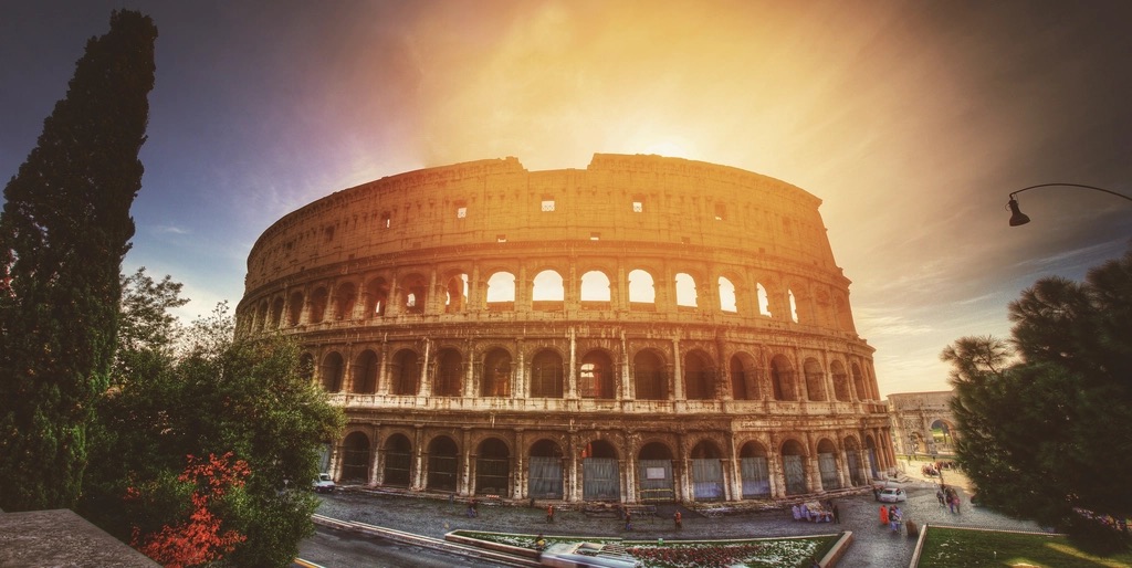 The Colosseum in Rome at sunrise