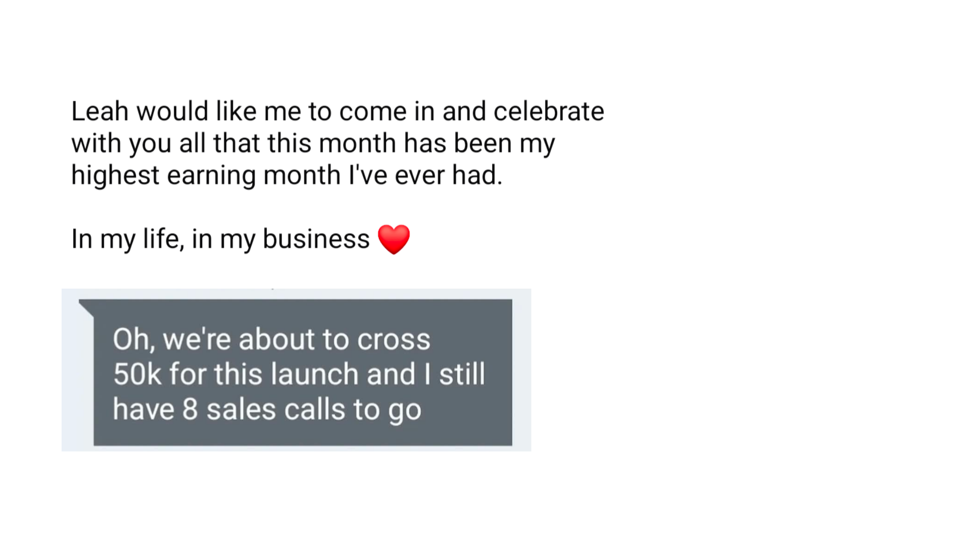 Client message: about to cross 50k for this launch