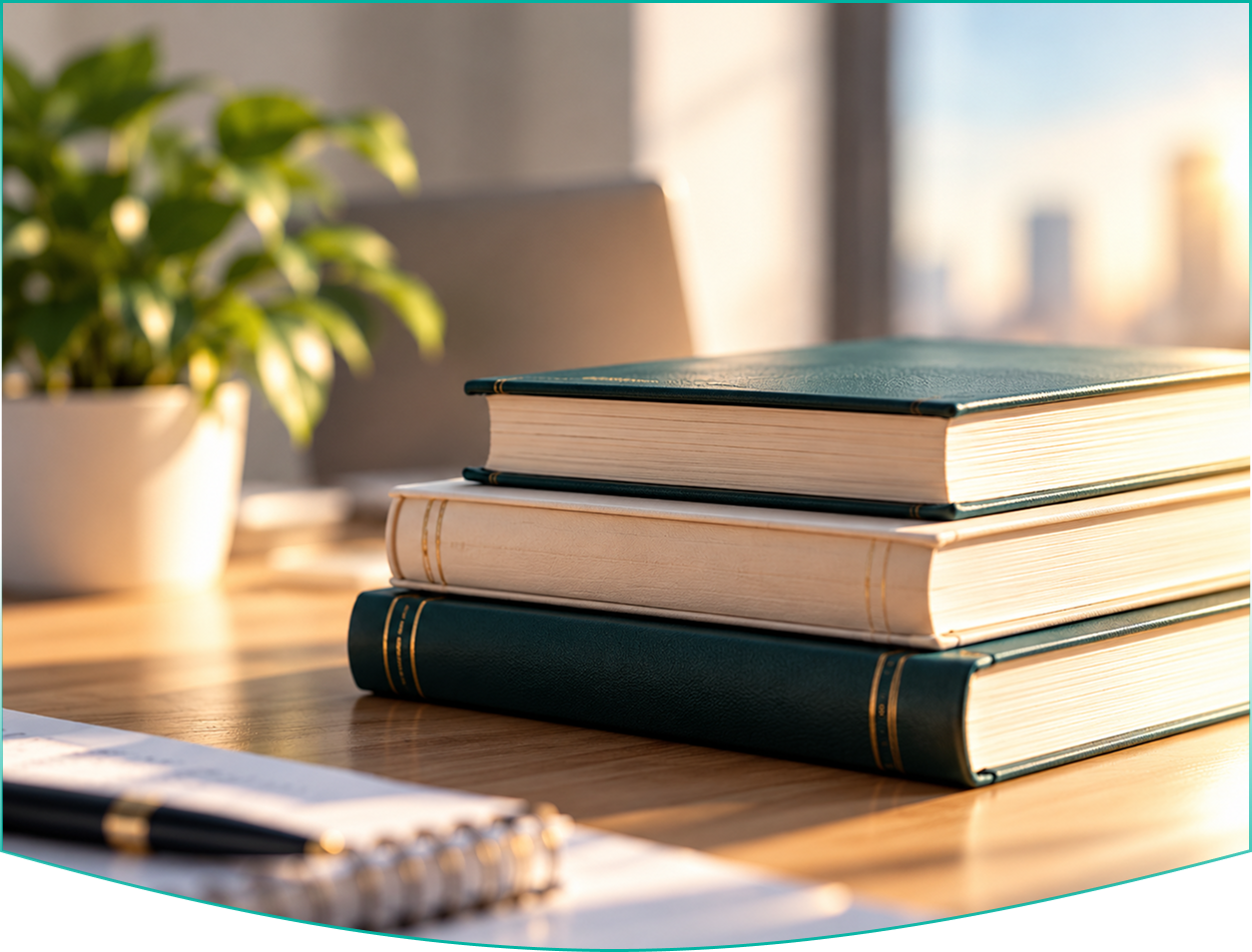 Stack of books on a desk