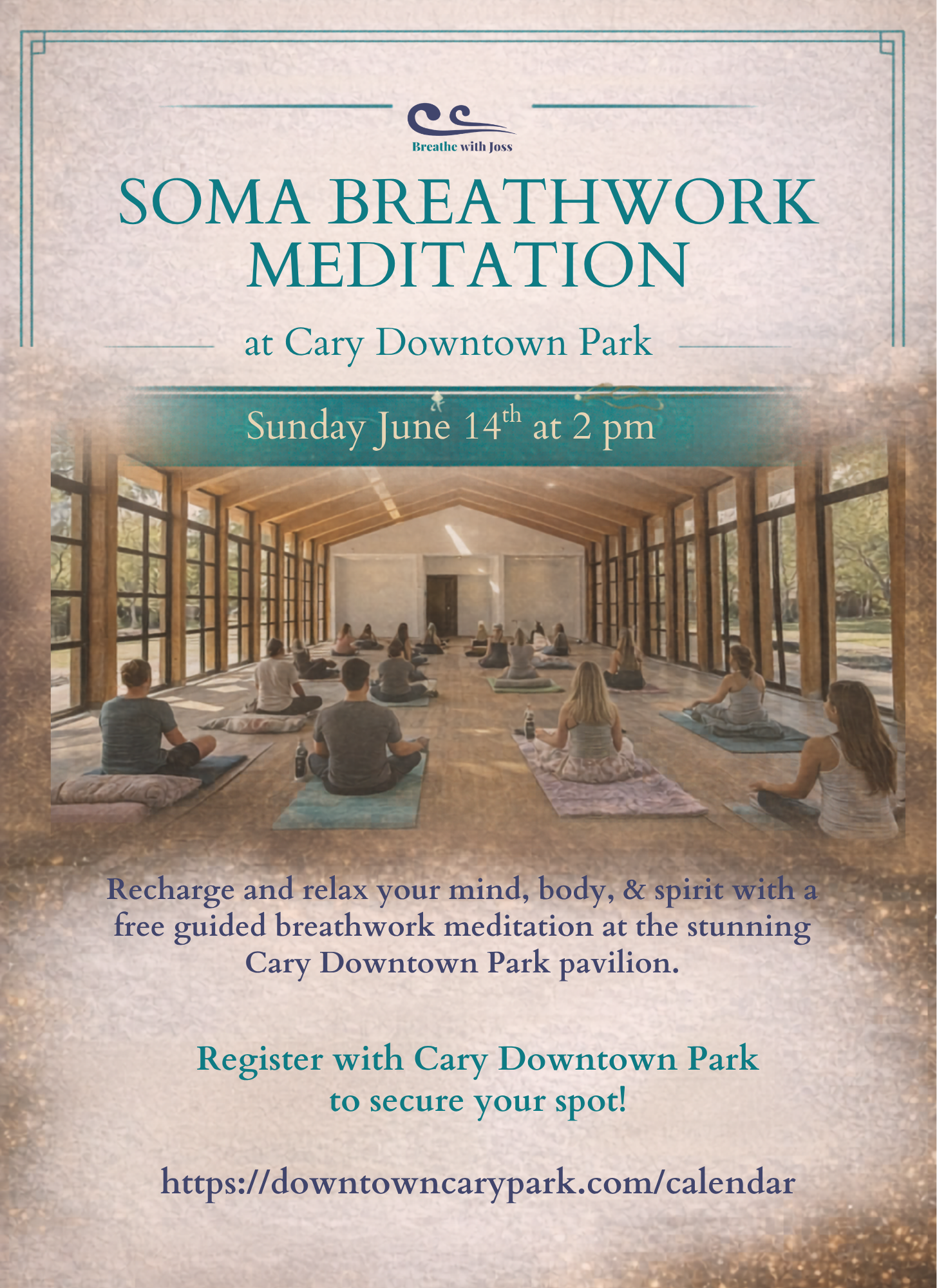 Cary Downtown Park June 14 Breathwork Flyer