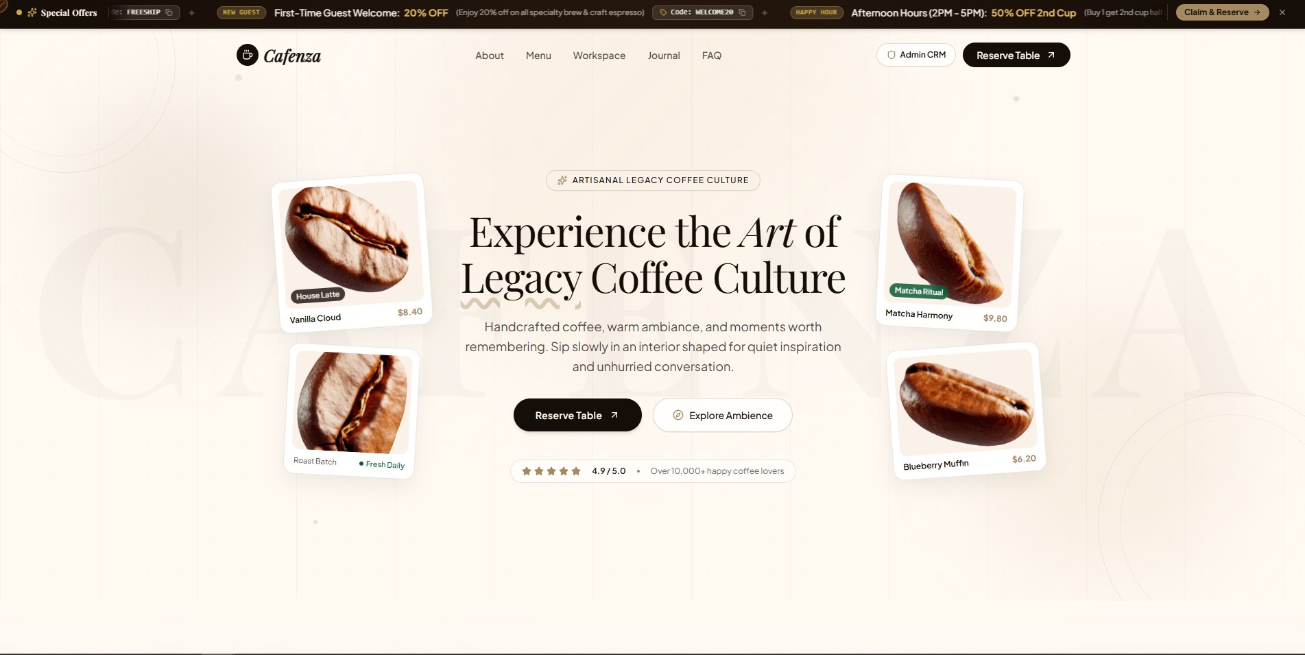 Cafenza, Websites