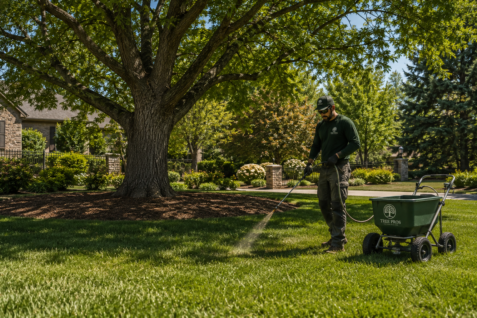 Arborist performing deep root fertilization in Denver