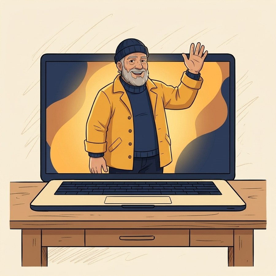 A demo call on a laptop