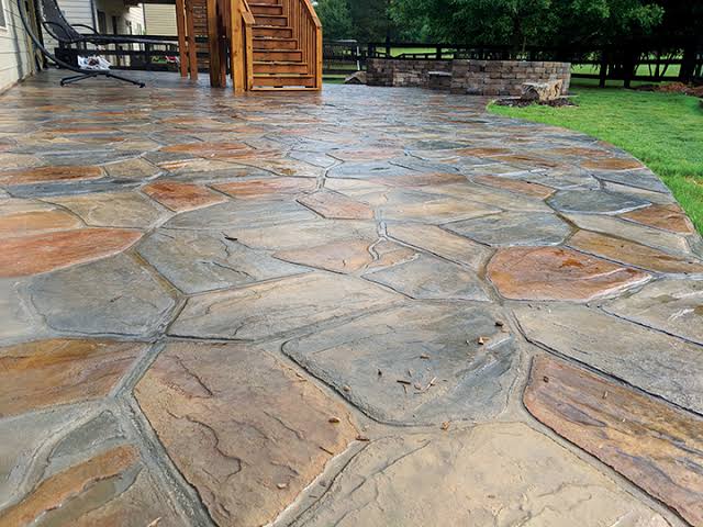 Decorative stamped concrete surface for residential properties in Hellertown, PA